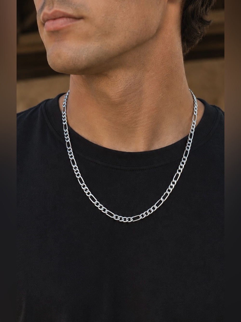 Reversible Vintage Italy Men's 925 Sterling Silver Figaro Chain Necklace